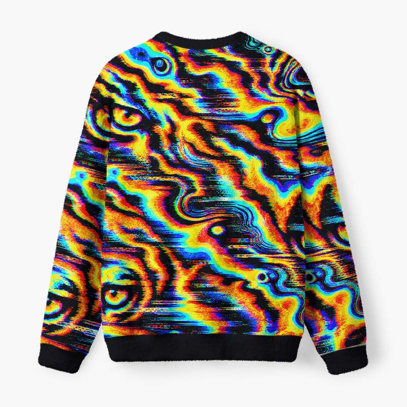 Soulisfree Psychedelic Wild Vision Fuzzy Crewneck Sweater