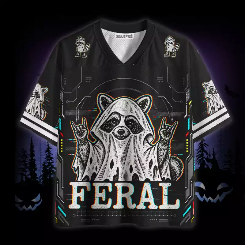 Soulisfree Raccoon Halloween Feral Mesh Jersey