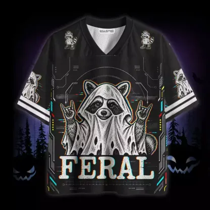 Soulisfree Raccoon Halloween Feral Mesh Jersey