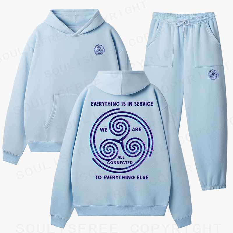 Soulisfree  EVERYTHING IS IN SERVICE Cotton Fleece Hoodie Set