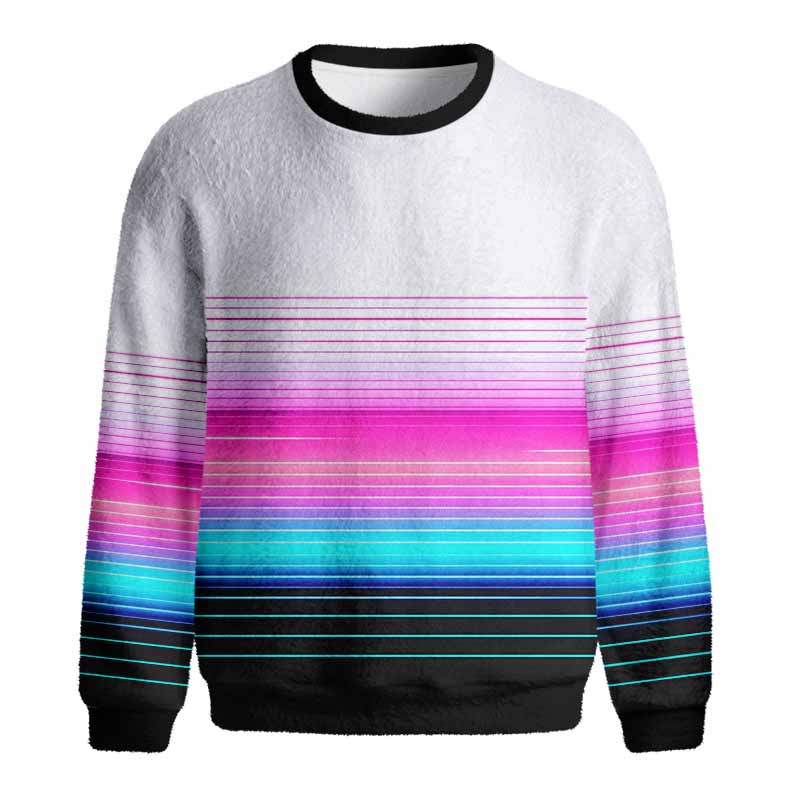 Soulisfree Vaporwave Pink Blue Fade  Fuzzy Crewneck Sweater