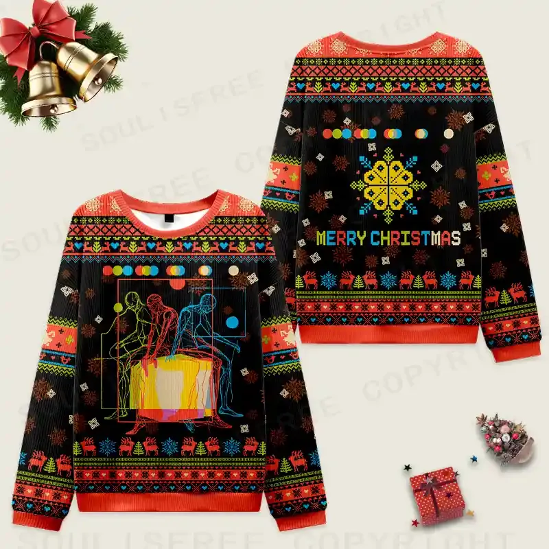 Meditation In Color Ugly Christmas Knit Sweatshirt