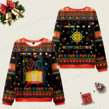 Meditation In Color Ugly Christmas Knit Sweatshirt