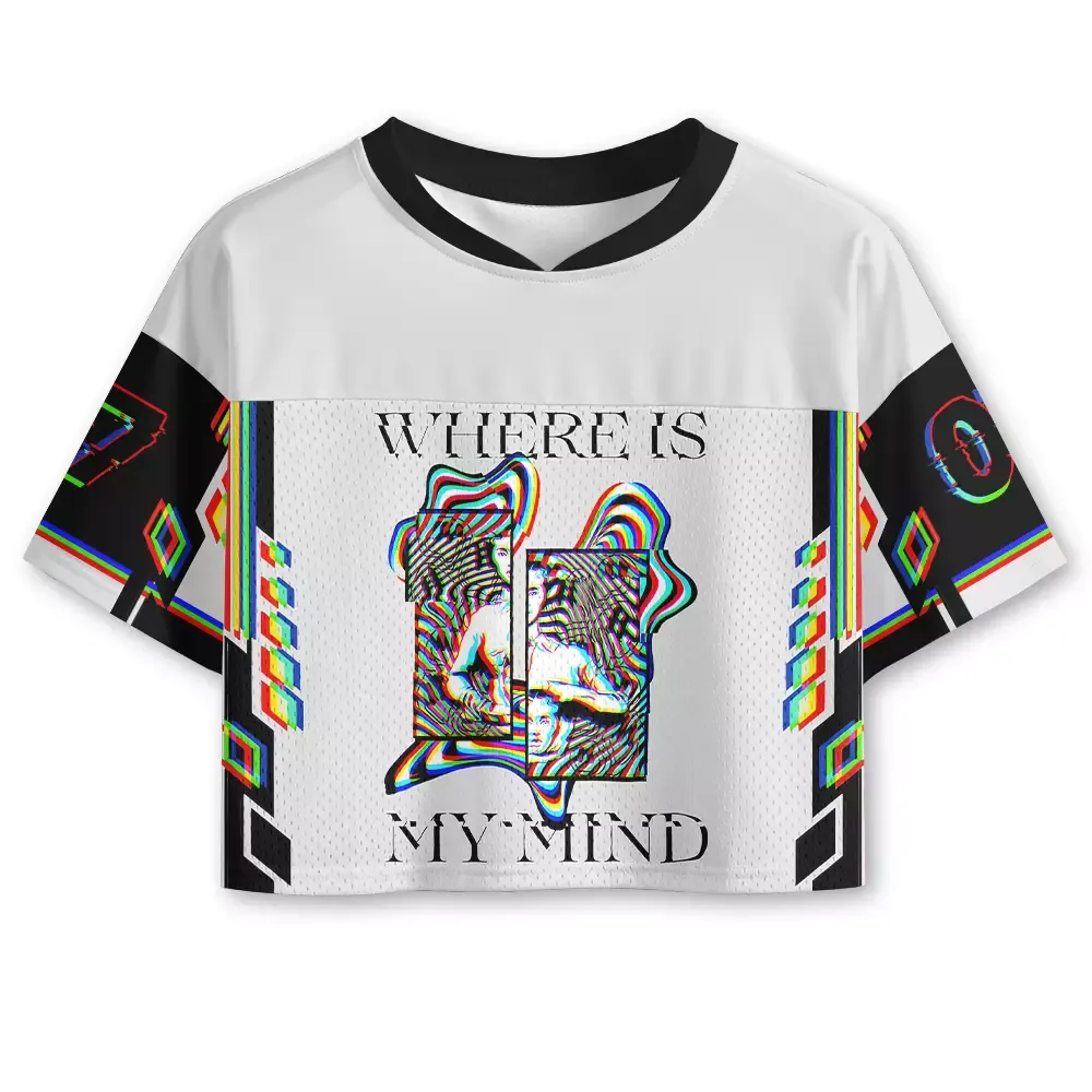 Designed Soulisfree Mind Distortion Optic Lines Illusion Cropped Jersey | Soulisfree