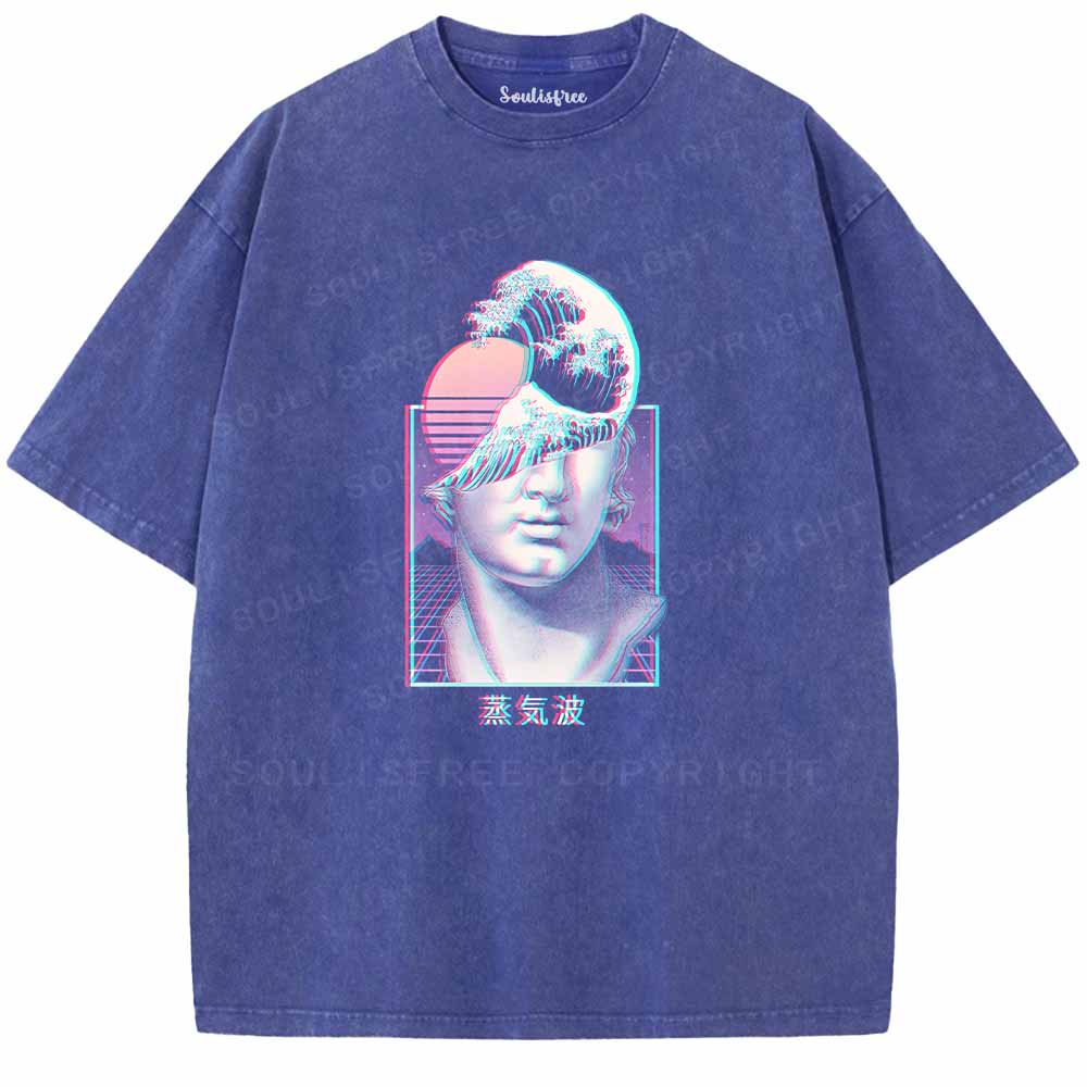Soulisfree Vaporwave Glitch Bust with Rising Sun Washed Tee