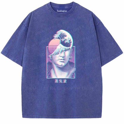 Soulisfree Vaporwave Glitch Bust with Rising Sun Washed Tee