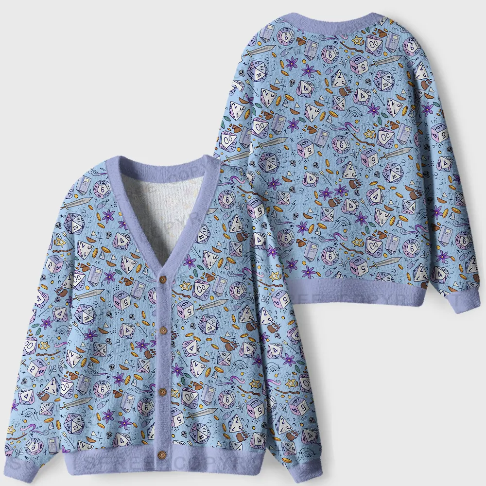 Whimsical Dice Realm Ugly Cardigan Sweaters 
