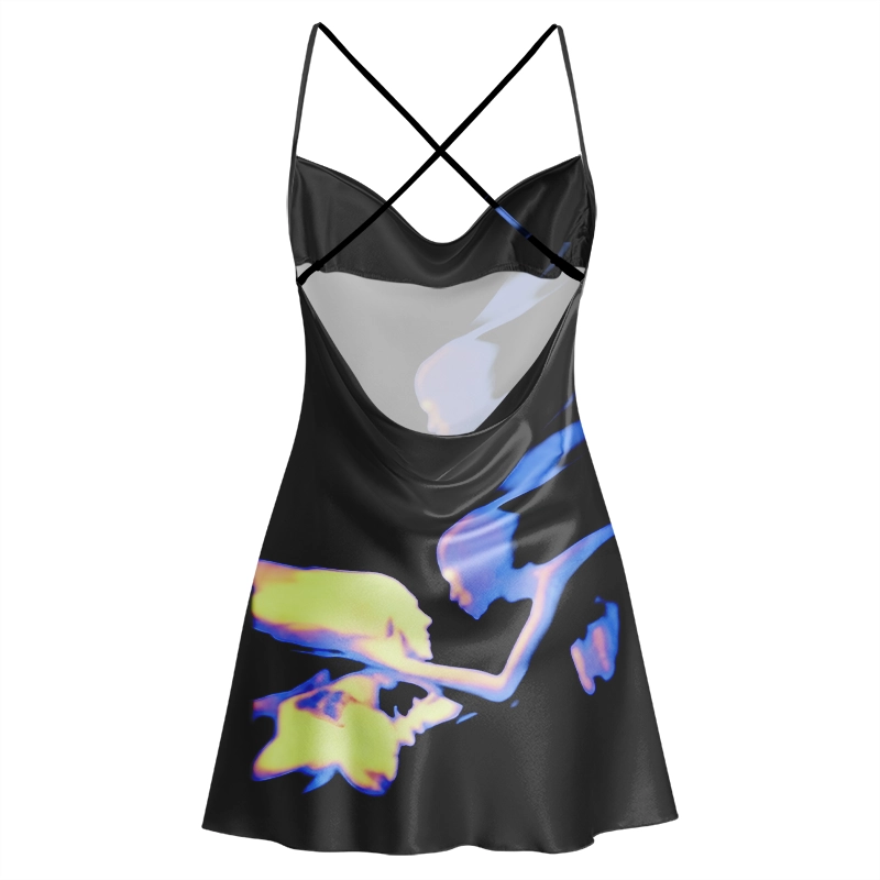 Soulisfree Soul Bond Cowl Neck Satin Mini Dress