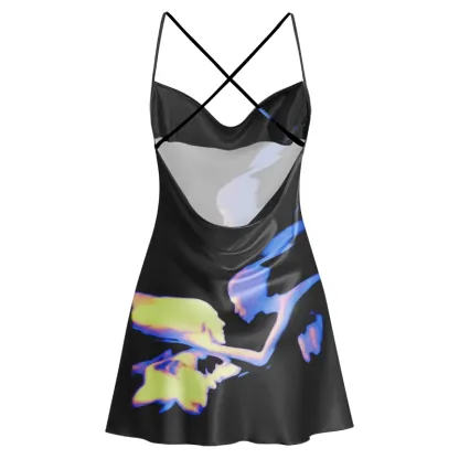 Soulisfree Soul Bond Cowl Neck Satin Mini Dress