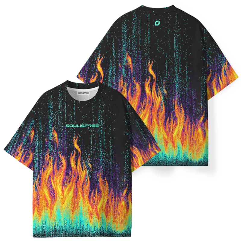 Soulisfree Digital Rainbow Flame ECO‑PERF Graphic Tee