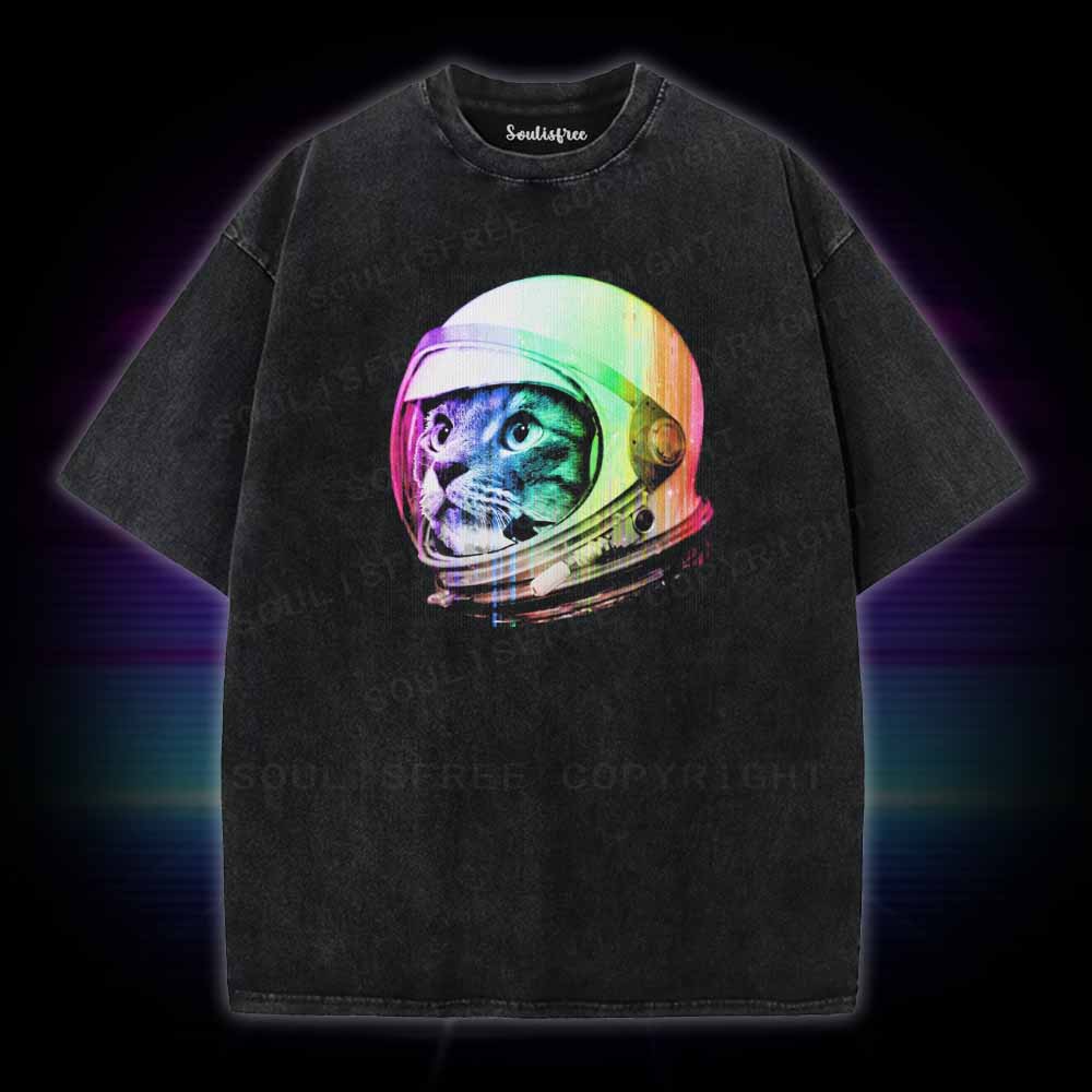 Soulisfree Cat Astronaut Washed Tee