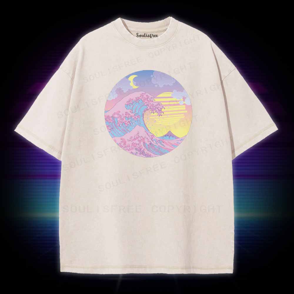 Soulisfree  The Great Wave Washed Tee