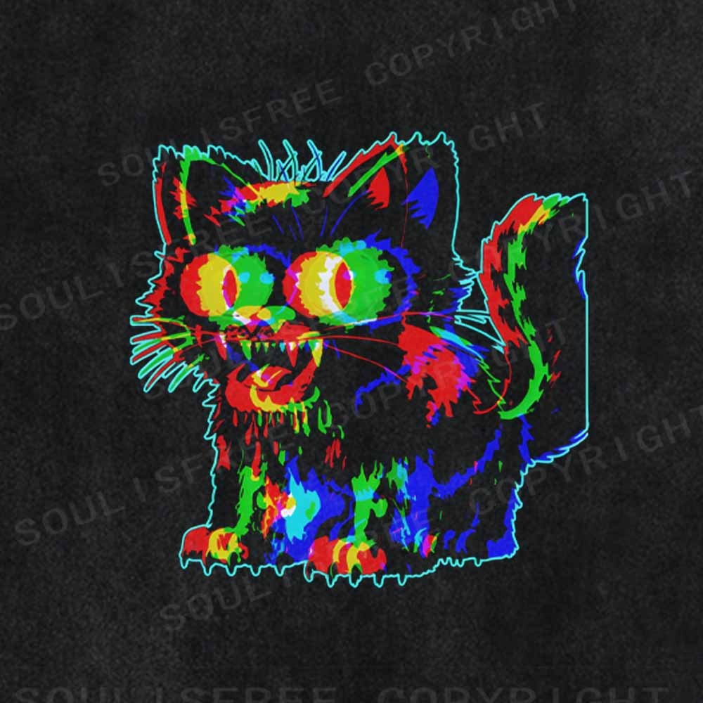 Soulisfree  Glitch Cat Washed Tee