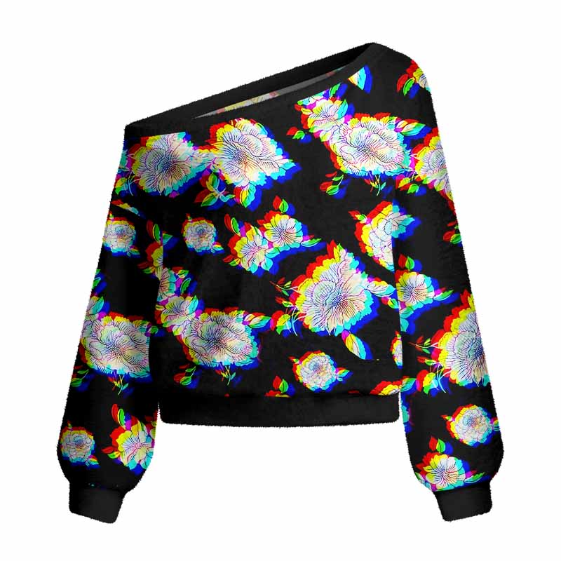 Soulisfree Digital Bloom Women's Fuzzy Crewneck Sweater