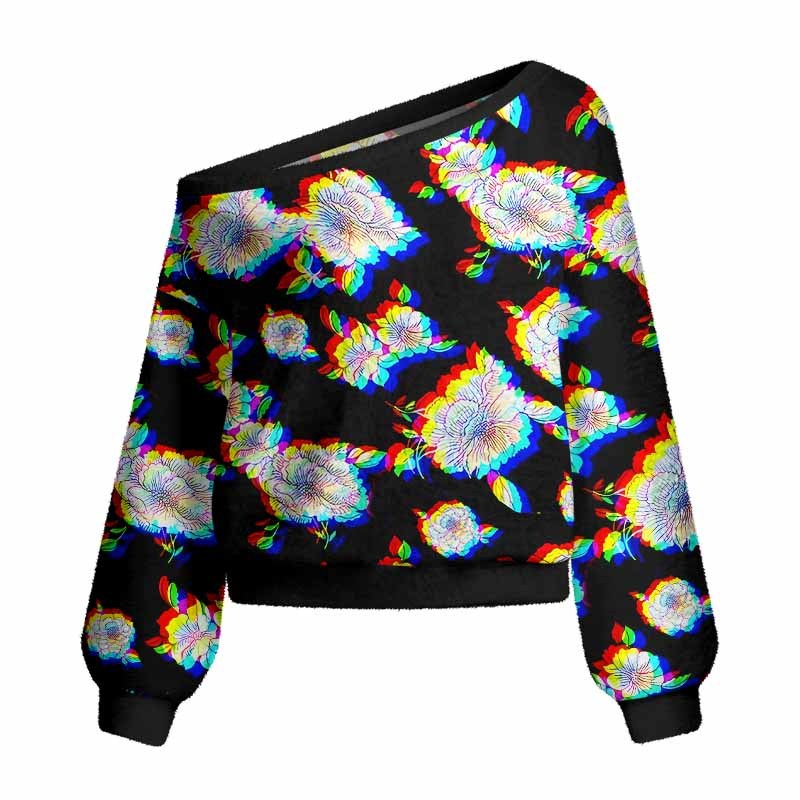 Soulisfree Digital Bloom Women's Fuzzy Crewneck Sweater