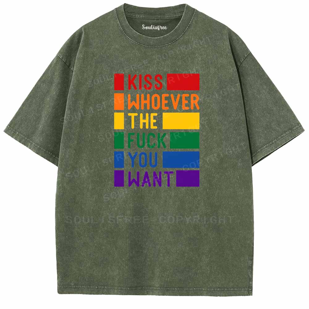 Soulisfree Kiss Whoever The Fuck You Want Washed Tee