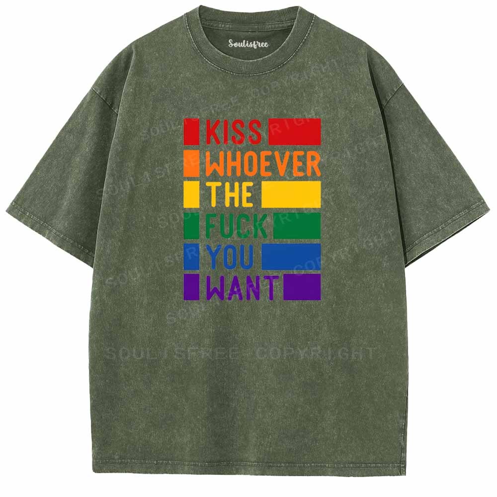 Designed Soulisfree Kiss Whoever The Fuck You Want Washed Tee