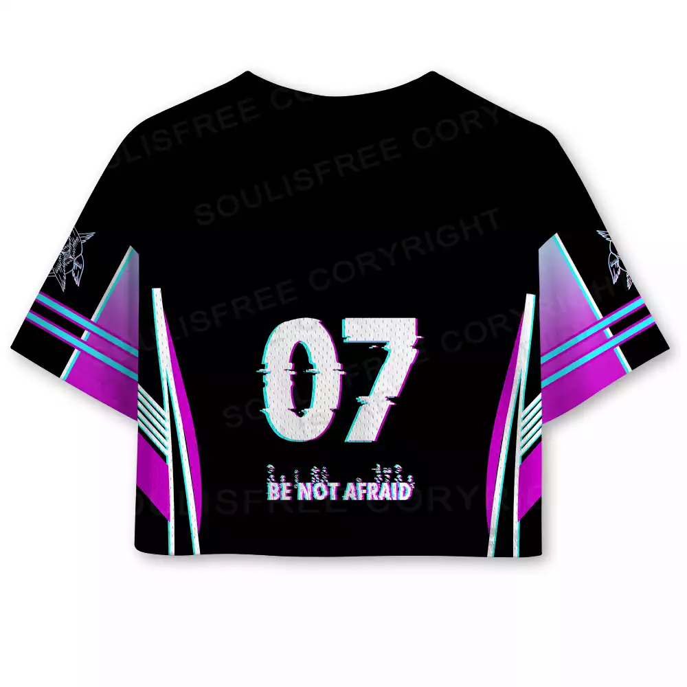 Soulisfree BE NOT AFRAID — Divine Glitch Wings Cropped Mesh Jersey