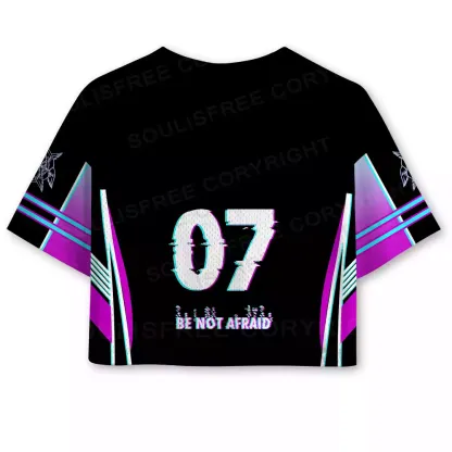 Soulisfree BE NOT AFRAID — Divine Glitch Wings Cropped Mesh Jersey