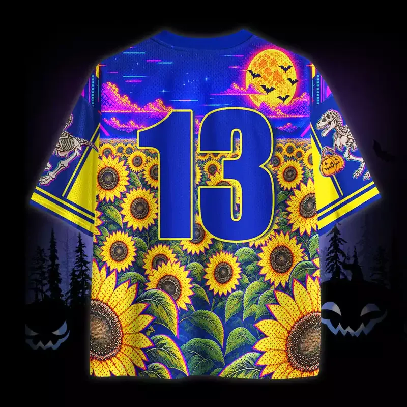 Soulisfree Pumpkin Bucket Dinosaur Skeleton Mesh Jersey