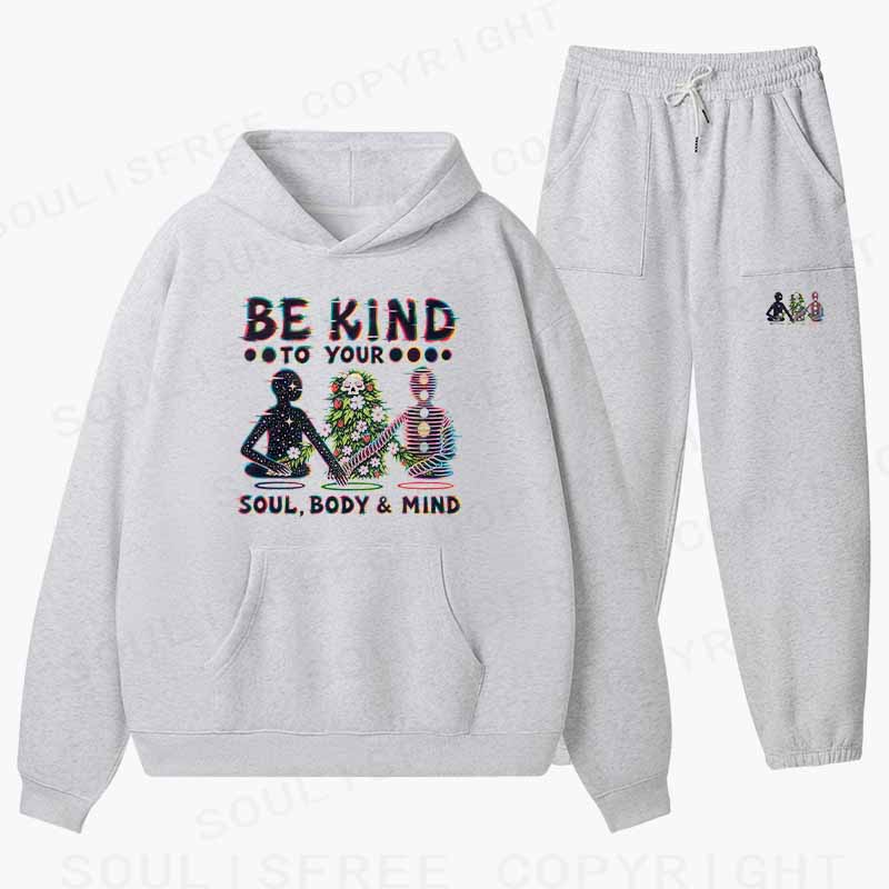 Soulisfree BE KIND TO YOUR  SOUL, BODY & MIND Cotton Fleece Hoodie Set