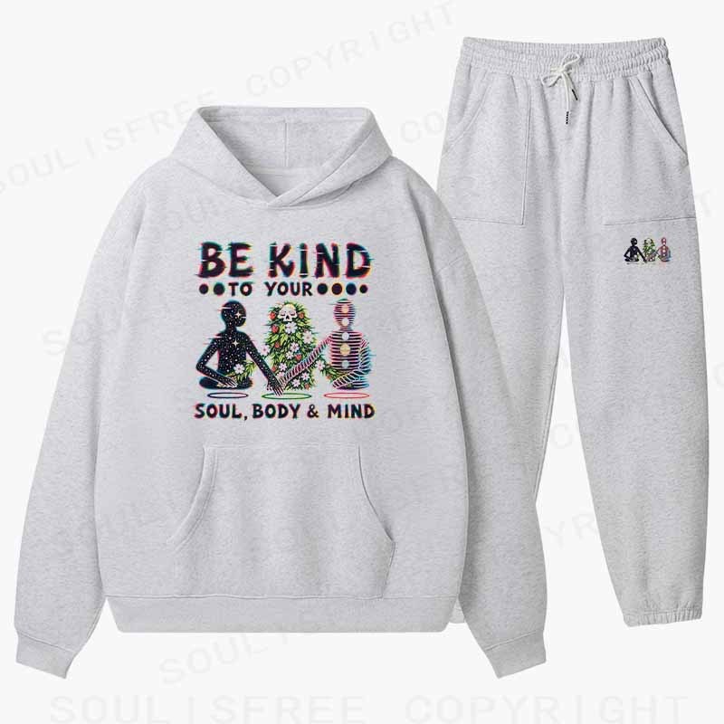 Soulisfree BE KIND TO YOUR  SOUL, BODY & MIND Cotton Fleece Hoodie Set