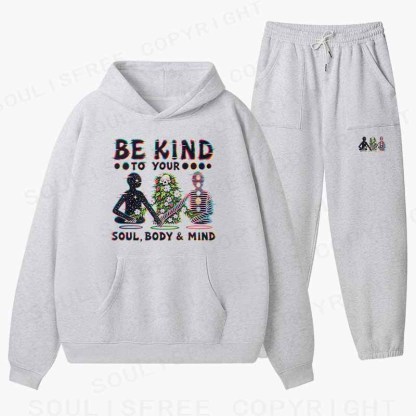 Soulisfree BE KIND TO YOUR  SOUL, BODY & MIND Cotton Fleece Hoodie Set