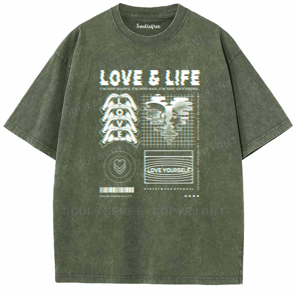 Soulisfree  LOVE & LIFE Washed Tee