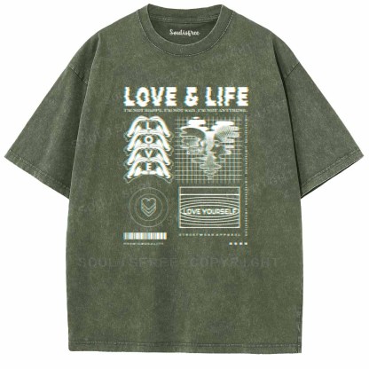Soulisfree  LOVE & LIFE Washed Tee