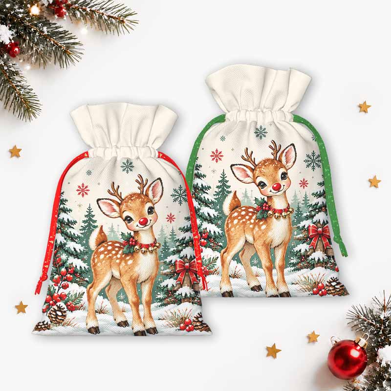 Soulisfree A Reindeer Wearing A Christmas Scarf Christmas Gift Pouch