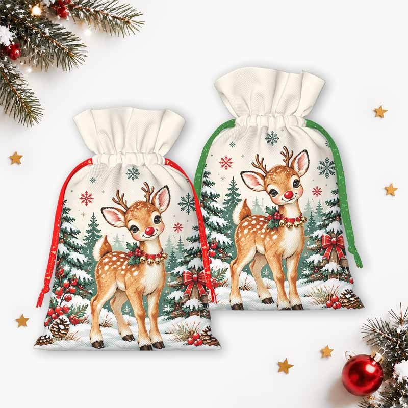 Soulisfree A Reindeer Wearing A Christmas Scarf Christmas Gift Pouch