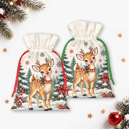 Soulisfree A Reindeer Wearing A Christmas Scarf Christmas Gift Pouch