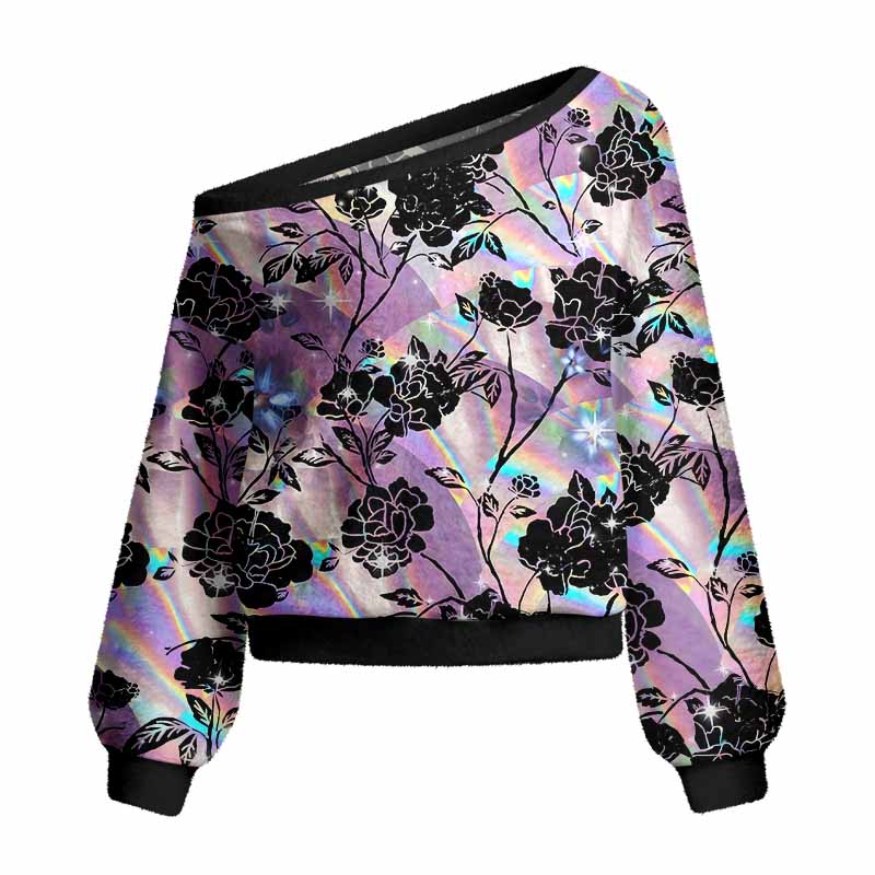 Soulisfree  Holo Rose Women's Fuzzy Crewneck Sweater