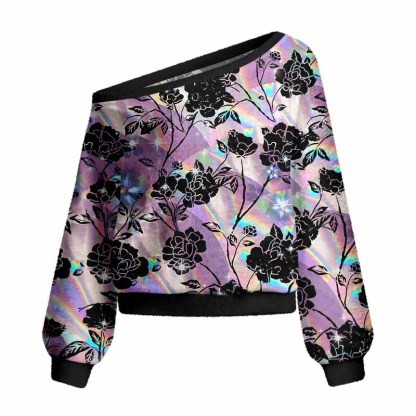 Soulisfree  Holo Rose Women's Fuzzy Crewneck Sweater