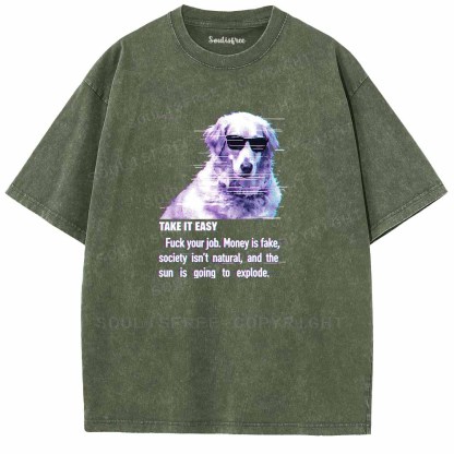 Soulisfree  TAKE IT EASY Washed Tee