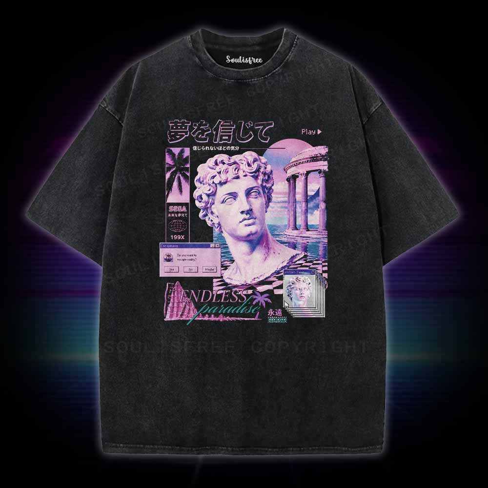 Soulisfree Vaporwave Statue  Washed Tee