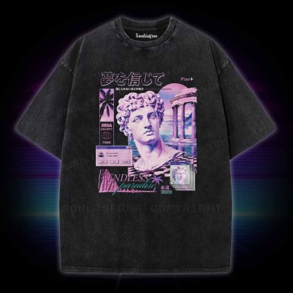 Soulisfree Vaporwave Statue  Washed Tee