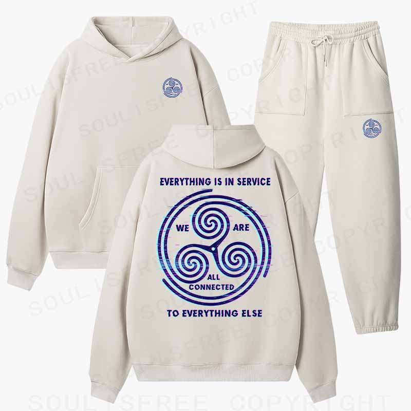 Soulisfree  EVERYTHING IS IN SERVICE Cotton Fleece Hoodie Set