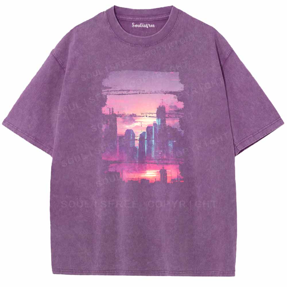 Soulisfree SUNSET NEON FUTURISTIC  Washed Tee