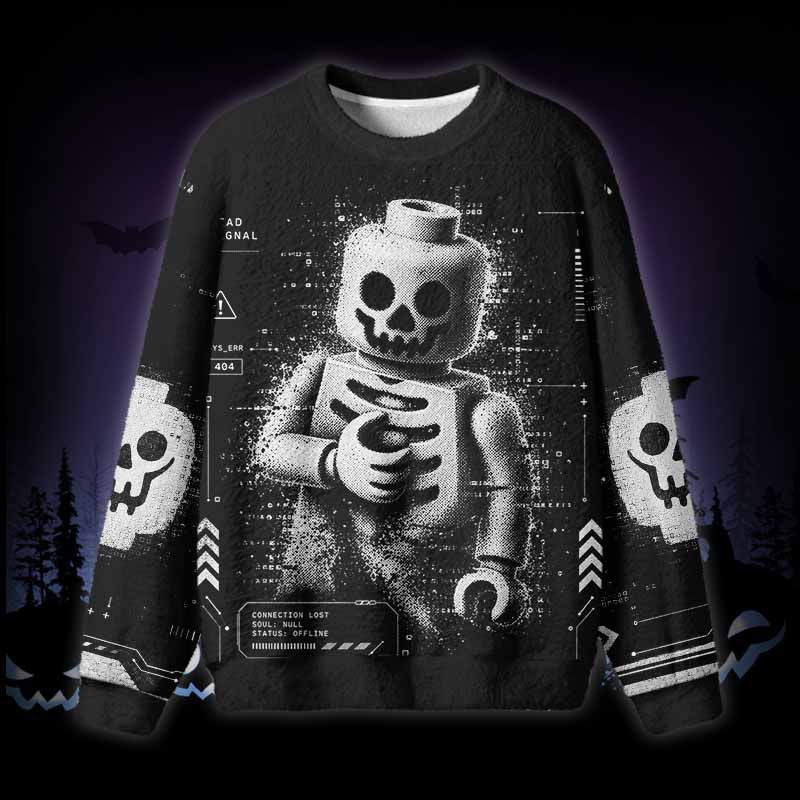 Soulisfree Dead Signal Skeleton Fuzzy Crewneck Sweater