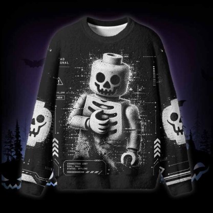 Soulisfree Dead Signal Skeleton Fuzzy Crewneck Sweater
