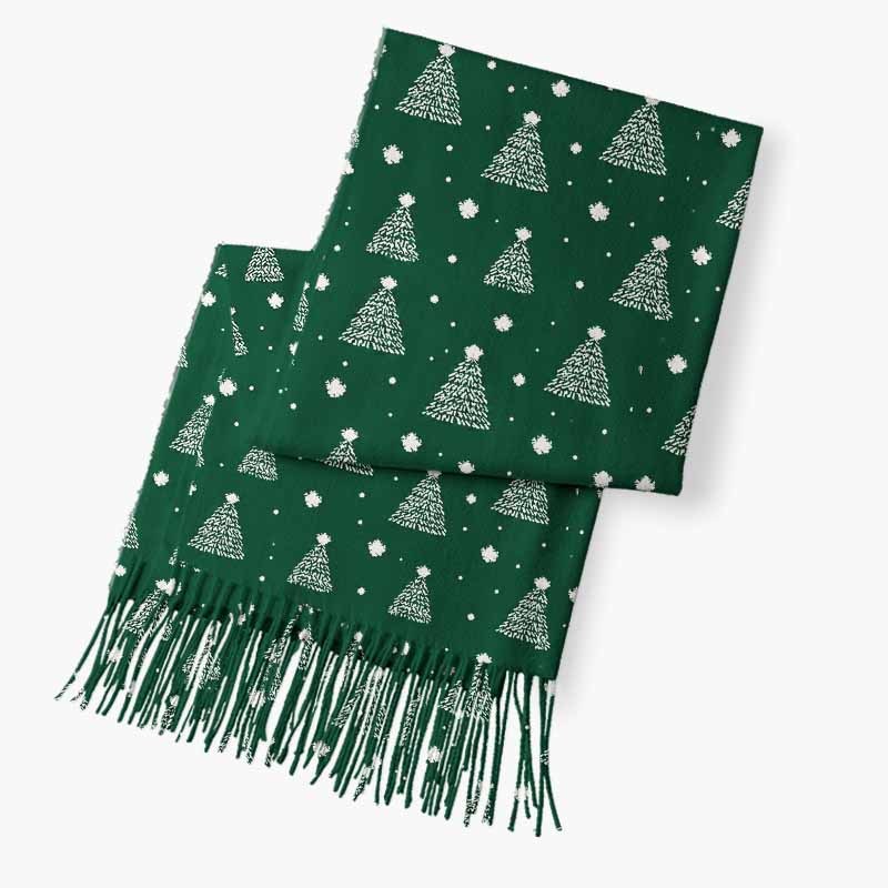 Soulisfree The Spirit Of Evergreen Christmas Fuzzy Fringed Scarf