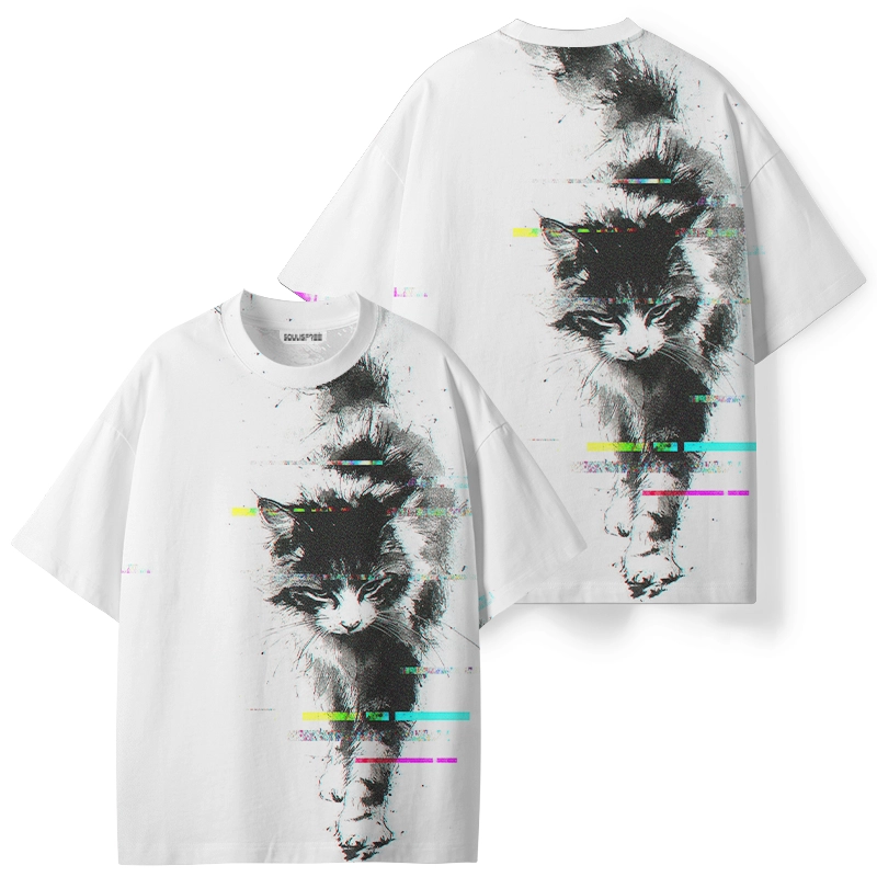 Soulisfree Glitch Black Cat ECO‑PERF Graphic Tee