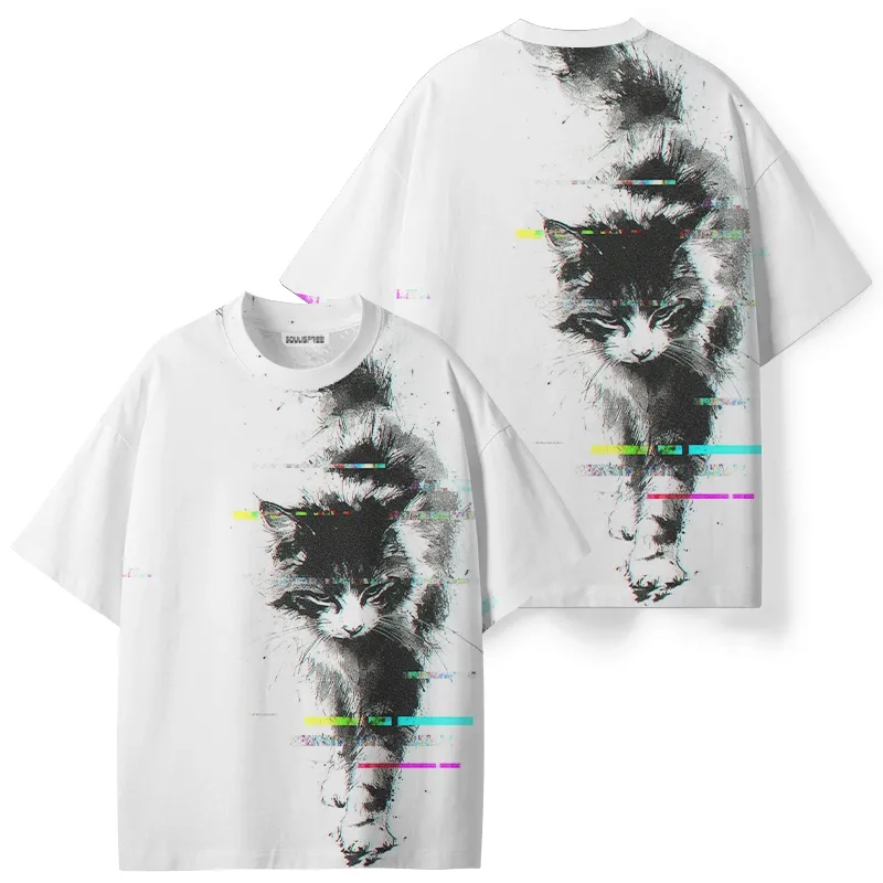 Soulisfree Glitch Black Cat ECO‑PERF Graphic Tee
