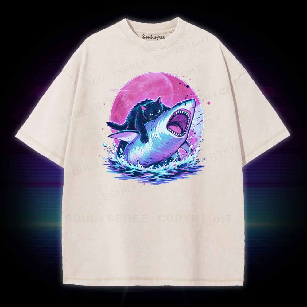 Soulisfree Fat Cat Vs Shark Washed Tee