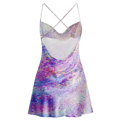 Soulisfree Pastel Liquid Dream Cowl Neck Satin Mini Dress