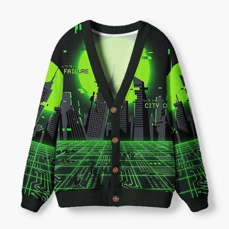 Soulisfree Human Error In A Digital World Fuzzy Cardigan Sweater