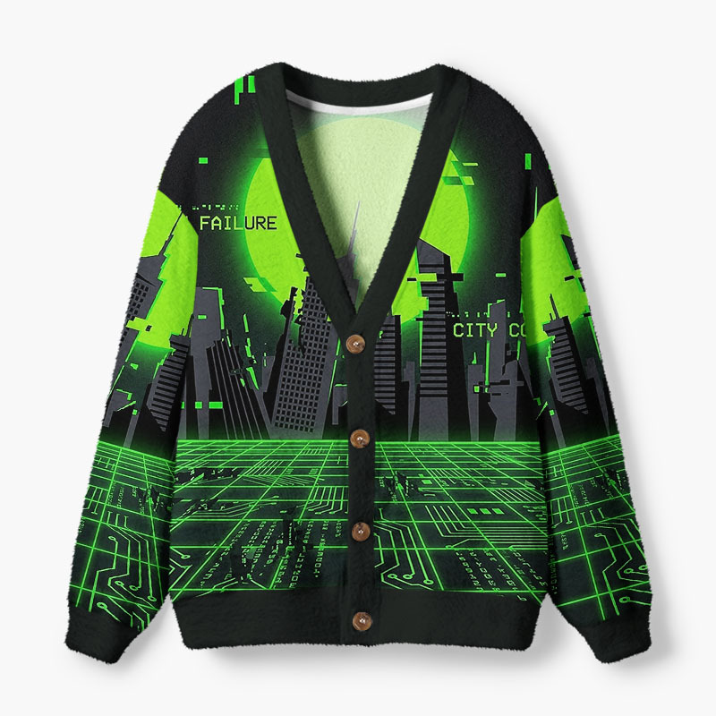 Soulisfree Human Error In A Digital World Fuzzy Cardigan Sweater