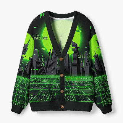 Soulisfree Human Error In A Digital World Fuzzy Cardigan Sweater