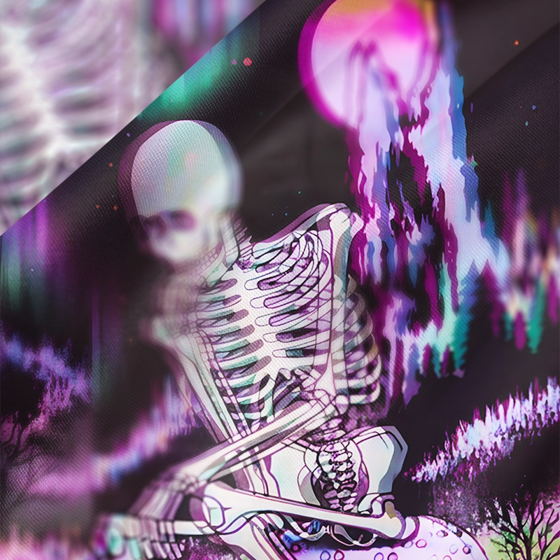 Soulisfree ACID FOREST SKELETON Cowl Neck Satin Mini Dress